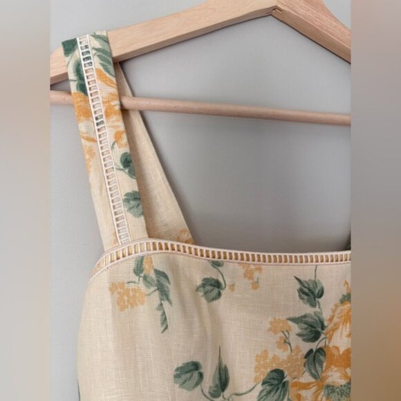NEW Reformation Everett Linen Midi Dress Radiance Yellow Floral | US 2 UK 6 - Picture 11 of 15